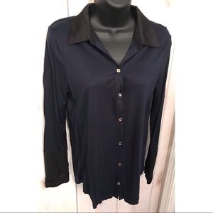 Navy button down blouse